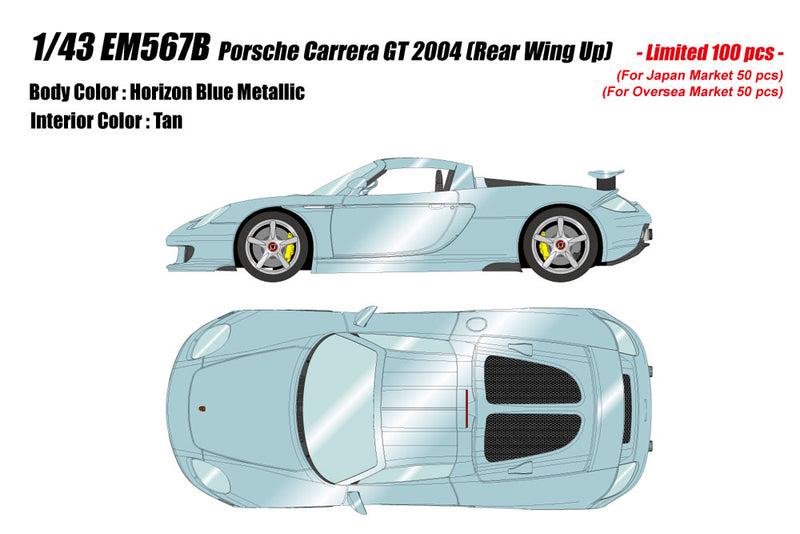 Cargue la imagen en el visor de la galería, Pre-order EIDOLON 1/43 EM567B Porsche Carrera GT 2004 (Rear Wing Up) Horizon Blue Metallic Limited 100pcs
