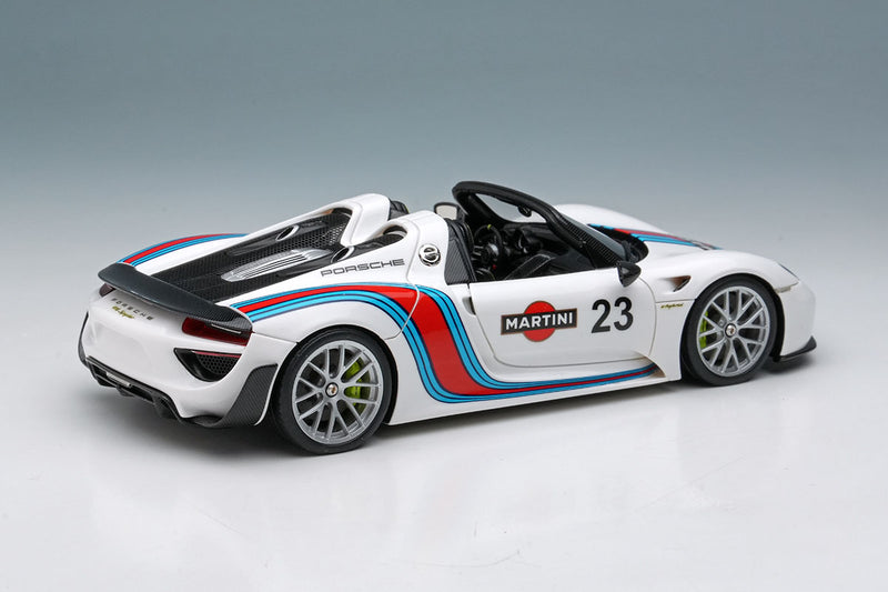 Laden Sie das Bild in Galerie -Viewer, EIDOLON EM569A Porsche 918 Spyder Weissach Package 2011 White / Martini Stripe Make Up 1/43 EM569A
