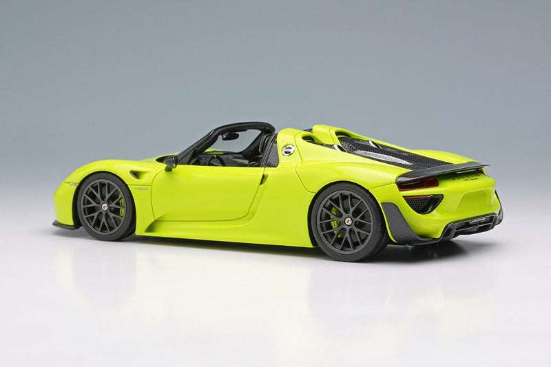 Laden Sie das Bild in Galerie -Viewer, EIDOLON EM569D Porsche 918 Spyder Weissach Package 2011 Acid Green Limited 80pcs Make Up 1/43 EM569D
