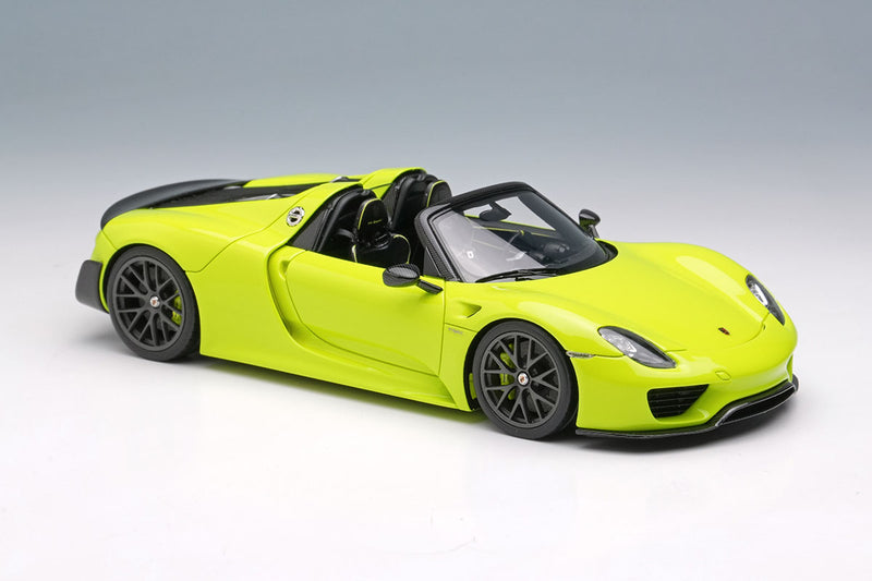 Laden Sie das Bild in Galerie -Viewer, EIDOLON EM569D Porsche 918 Spyder Weissach Package 2011 Acid Green Limited 80pcs Make Up 1/43 EM569D
