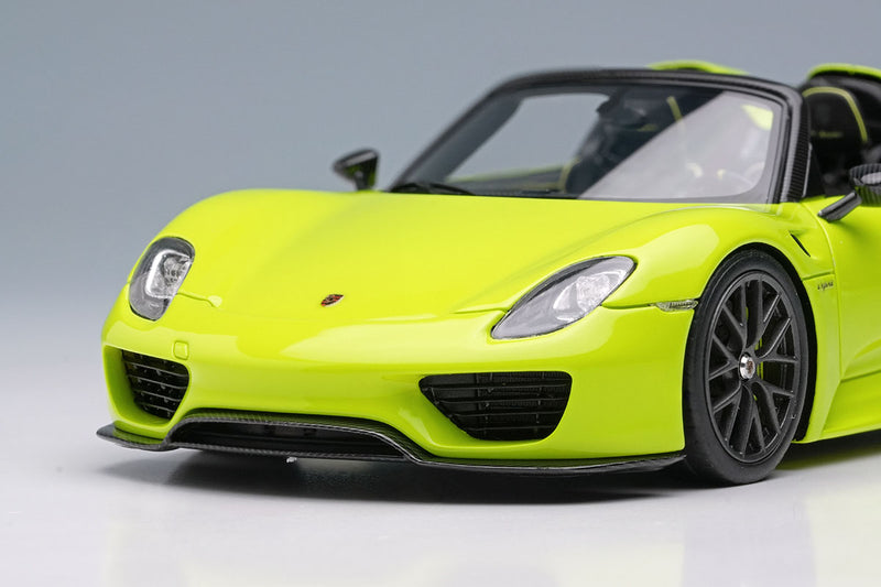 Laden Sie das Bild in Galerie -Viewer, EIDOLON EM569D Porsche 918 Spyder Weissach Package 2011 Acid Green Limited 80pcs Make Up 1/43 EM569D
