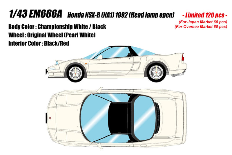 Laden Sie das Bild in Galerie -Viewer, Pre-order EIDOLON 1/43 EM666A Honda NSX-R (NA1) 1992 (Head Lamp Open) Championship White Limited 120pcs
