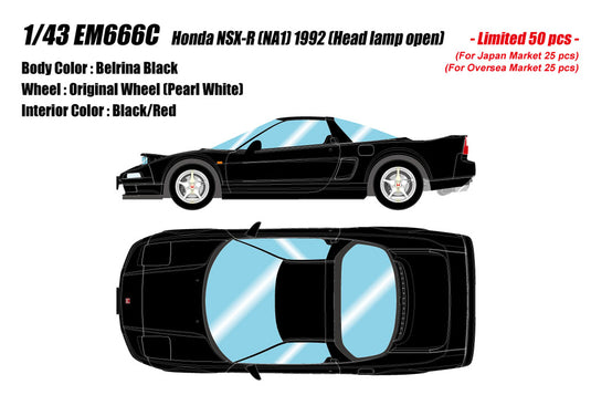 Pre-order EIDOLON 1/43 EM666C Honda NSX-R (NA1) 1992 (Head Lamp Open) Belrina Black Limited 50pcs