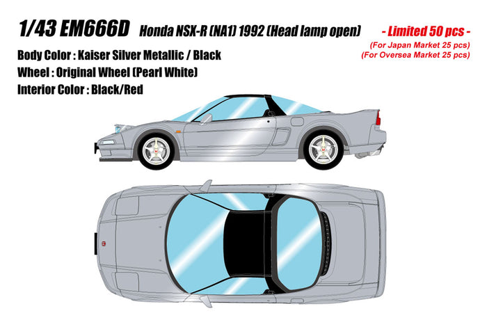 Pre-order EIDOLON 1/43 EM666D Honda NSX-R (NA1) 1992 (Head Lamp Open) Silver Metallic Limited 50pcs