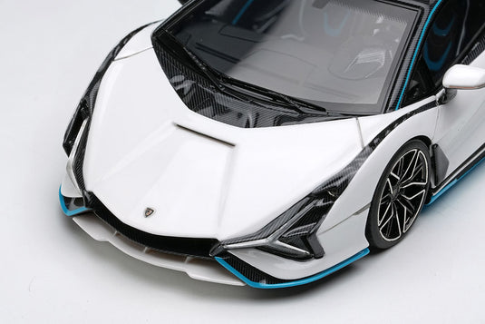 Pre-order EIDOLON 1/43 EM675A Lamborghini Sian FKP37 2019 with Stripe White / Visible Carbon Limited 100pcs