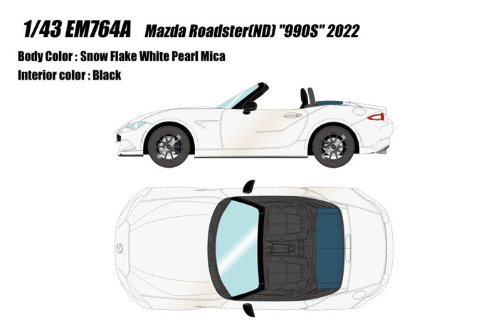 Pre-order EIDOLON 1/43 EM764A Mazda Roadster (ND) 990S 2022 Snow Flake White Pearl Mica