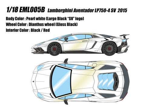 Pre-Order EIDOLON EML005B 1/18 Lamborghini Aventador LP750-4 SV 2015 Pearl White (Large SV Logo)