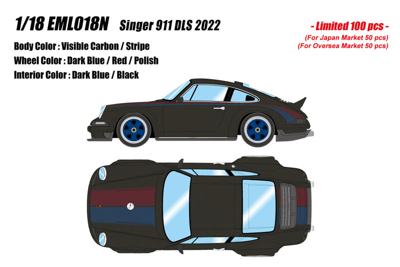 Cargue la imagen en el visor de la galería, Pre-Order EIDOLON EML018N 1/18 Singer 911 DLS 2022 Visible Carbon / Stripe Limited 100pcs
