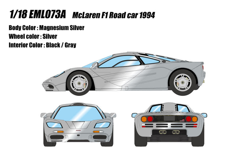 Carica immagine in Galleria Viewer, Pre-Order EIDOLON EML073A 1/18 McLaren F1 Road car 1994 Magnesium Silver
