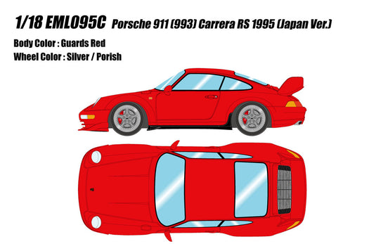 Pre-Order EIDOLON EML095C 1/18 Porsche 911(993) Carrera RS 1995 (Japan Ver.) Guards Red