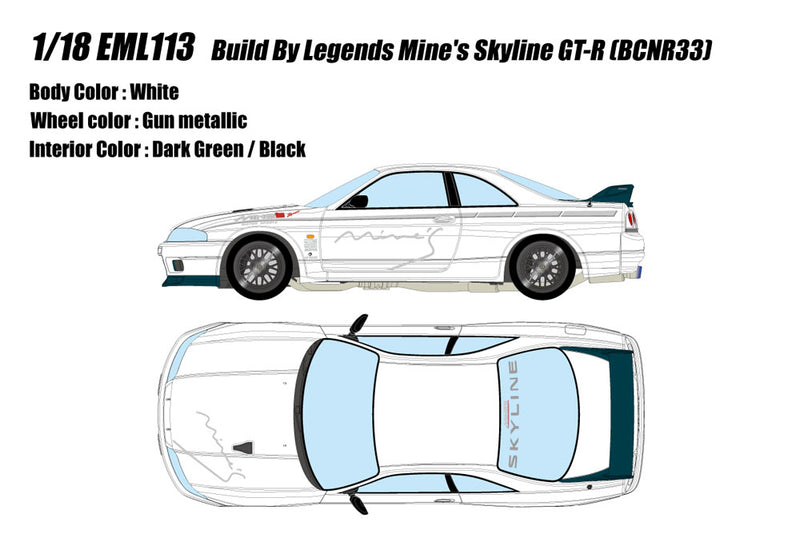 Laden Sie das Bild in Galerie -Viewer, Pre-Order EIDOLON EML113 1/18 Built By Legends Mine&#39;s Skyline GT-R (BCNR33)
