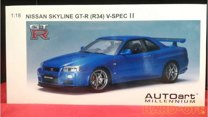 AUTOart 77335 Nissan Skyline GT-R (R34) V-SPEC II 1/18 Scale Car– Used