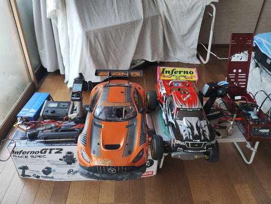 Used Kyosho Inferno GT2 Race Spec and Inferno 4WD RC Car Set with Transmitters