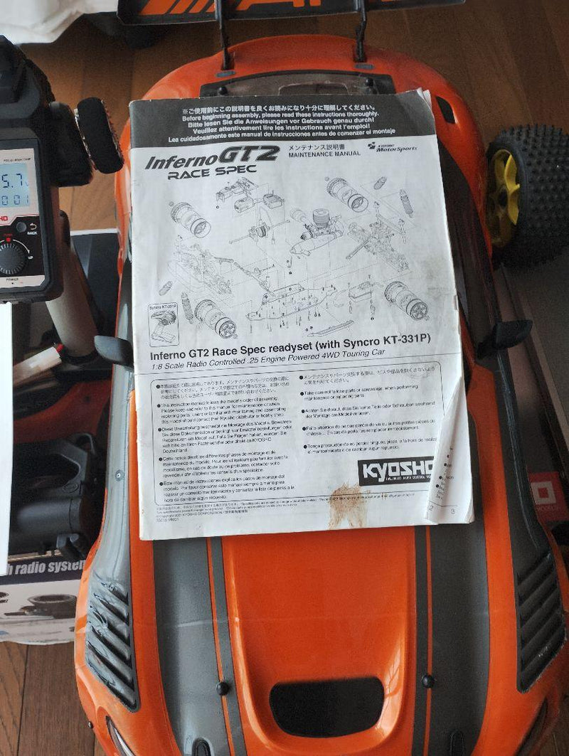 Load image into Gallery viewer, Used Kyosho Inferno GT2 Race Spec and Inferno 4WD RC Car Set with Transmitters
