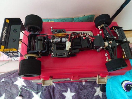 Used Ferrari F187 RC Car with Kyosho Pit Box and Spare Tires