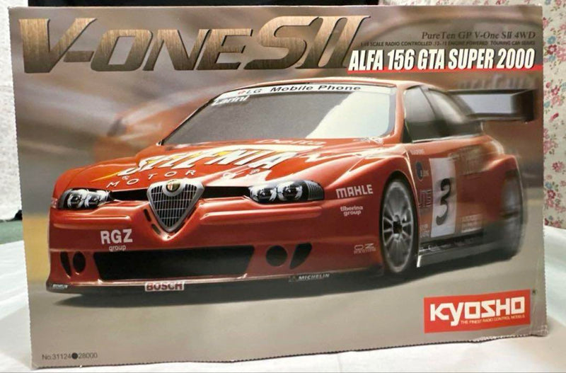 Laden Sie das Bild in Galerie -Viewer, Kyosho V-ONE S II ALFA 156 GTA SUPER 2000 GP Car Kit New Box Damaged - Used
