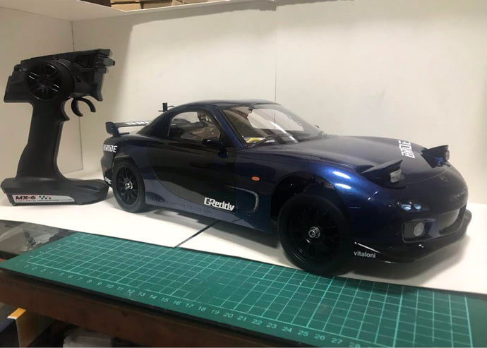 Used Tamiya TT-02 Mazda RX-7 Assembled Full Set RC Car with Sanwa MX-6 Radio
