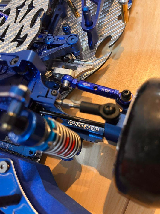 Used Overdose Carbon Chassis RC Car with Blue Aluminum Parts & Electronics