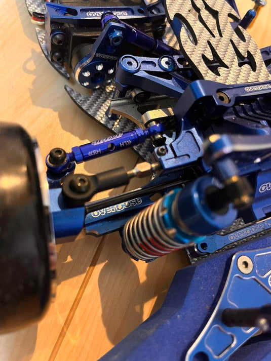 Used Overdose Carbon Chassis RC Car with Blue Aluminum Parts & Electronics