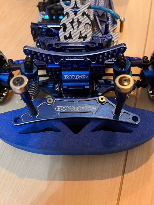 Used Overdose Carbon Chassis RC Car with Blue Aluminum Parts & Electronics