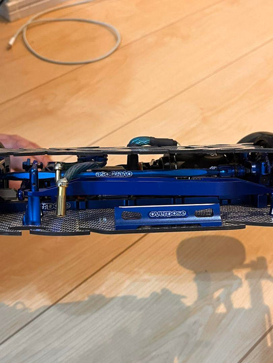 Used Overdose Carbon Chassis RC Car with Blue Aluminum Parts & Electronics