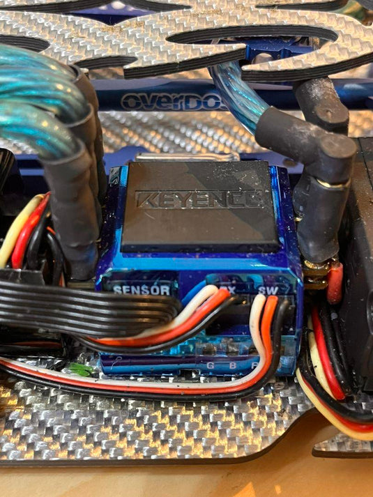 Used Overdose Carbon Chassis RC Car with Blue Aluminum Parts & Electronics