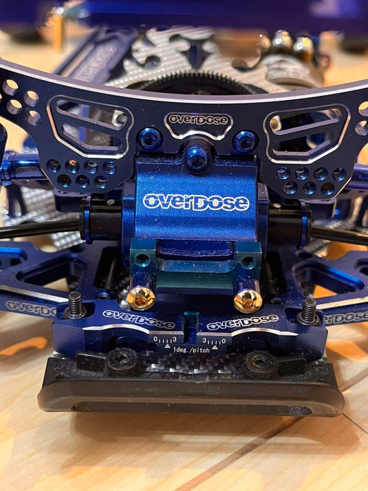 Used Overdose Carbon Chassis RC Car with Blue Aluminum Parts & Electronics