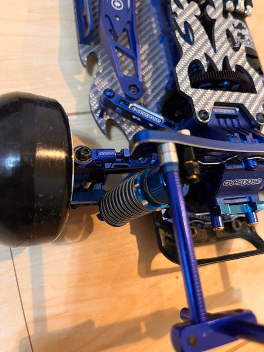 Used Overdose Carbon Chassis RC Car with Blue Aluminum Parts & Electronics