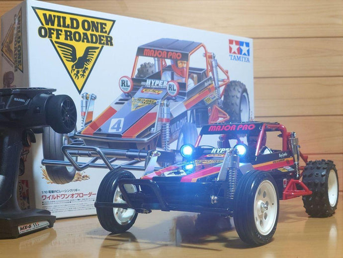 Used Tamiya Wild One Off-Roader Assembled Full Set with Sanwa MX-6 and LEDs Unused