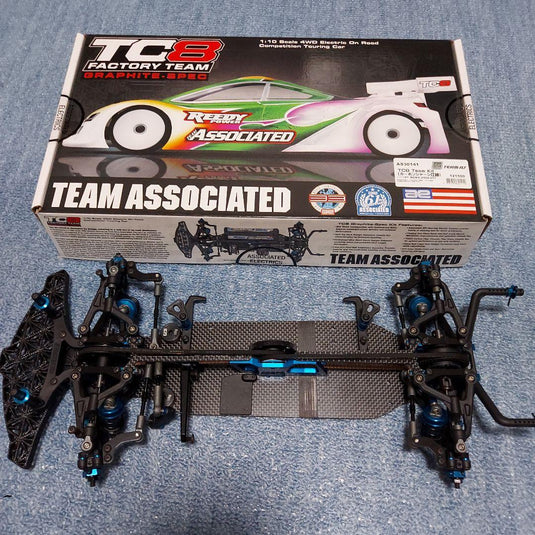 Used Team Associated TC8 Carbon Chassis Used with Spare Parts