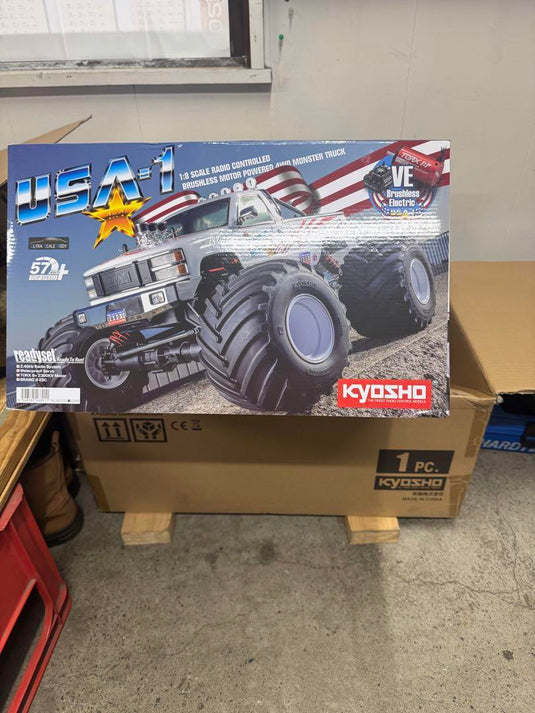 Used Kyosho 1/8 USA-1 Monster Truck RC Car Used with Custom Sound and Lights