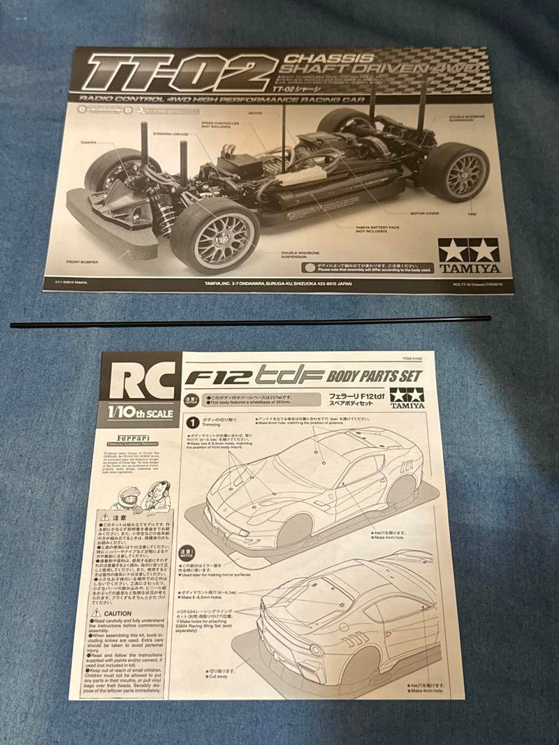 Load image into Gallery viewer, Used Tamiya 1/10 Ferrari F12tdf TT-02 Chassis Unassembled Kit
