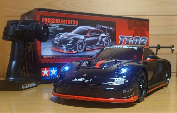 Used Tamiya Porsche 911 GT3 R 992 TT-02 Assembled Full Set with Sanwa MX-6 Unused
