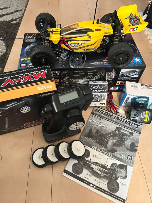 Used Tamiya DF-03 Dark Impact with Optional Parts & Futaba MX-V Radio