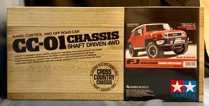 Used Tamiya Toyota FJ Cruiser CC-01 Chassis with Painted Orange Body Unused