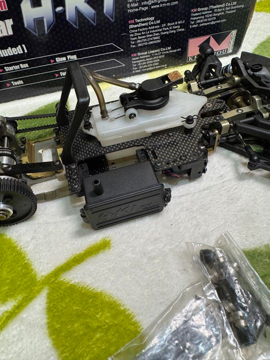 Used KM Racing HK1 Evolution 1/10 RC Car Chassis with Sanwa Servo Used