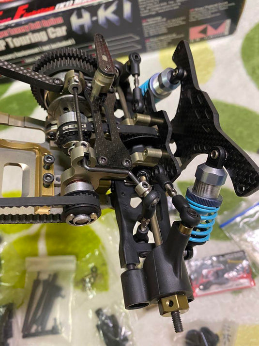 Used KM Racing HK1 Evolution 1/10 RC Car Chassis with Sanwa Servo Used