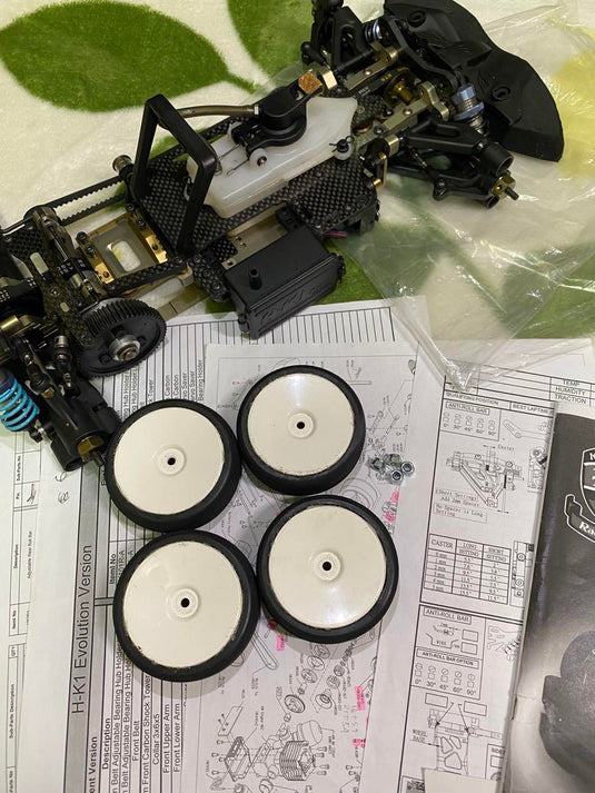 Used KM Racing HK1 Evolution 1/10 RC Car Chassis with Sanwa Servo Used