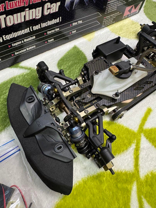 Used KM Racing HK1 Evolution 1/10 RC Car Chassis with Sanwa Servo Used