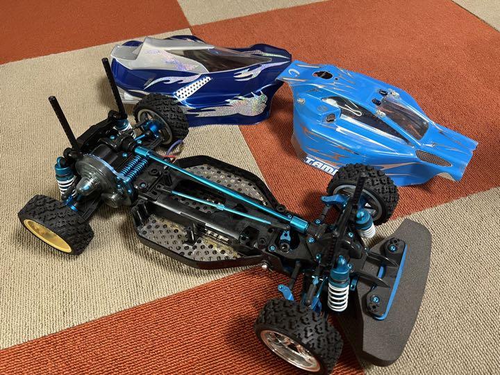 Load image into Gallery viewer, Used Tamiya 1/10RC DF-03 Dark Impact with Blue Aluminum Parts
