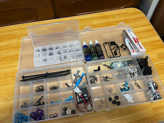 Used Tamiya TT-01E RC Full Set with Many Option Parts and 3 Bodies