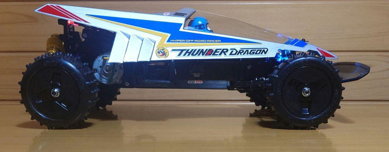 Chargez l&#39;image dans la visionneuse de la galerie, Used Tamiya Thunder Dragon 2021 Assembled RC Car Full Set with LED &amp; Sanwa Radio
