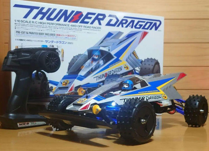 Used Tamiya Thunder Dragon 2021 Assembled RC Car Full Set with LED & Sanwa Radio