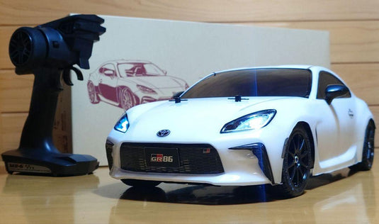 Used Tamiya Toyota GR86 White Assembled Full Set with Sanwa MX-6 Transmitter Unused