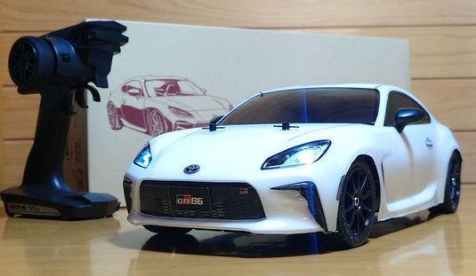 Used Tamiya Toyota GR86 White Assembled Full Set with Sanwa MX-6 Transmitter Unused