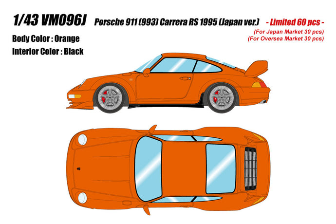 Pre-order VISION 1/43 VM096J Porsche 911(993) Carrera RS 1995 (Japan ver.) Orange Limited 60pcs