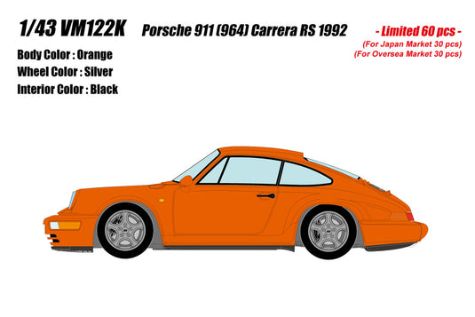 Pre-order VISION 1/43 VM122K Porsche 911(964) Carrera RS 1992 Orange Limited 60pcs