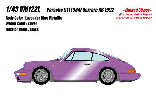 Pre-order VISION 1/43 VM122L Porsche 911(964) Carrera RS 1992 Lavender Blue Metallic Limited 60pcs