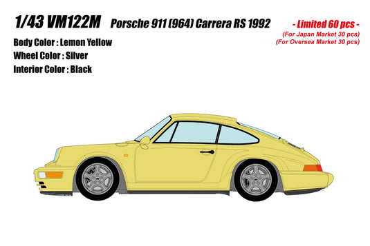 Pre-order VISION 1/43 VM122M Porsche 911(964) Carrera RS 1992 Lemon Yellow Limited 60pcs