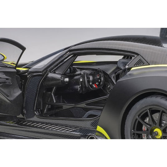 AUTOart 70262 1/18 Aston Martin Vulcan noir mat/rayure vert Lime moulé sous pression